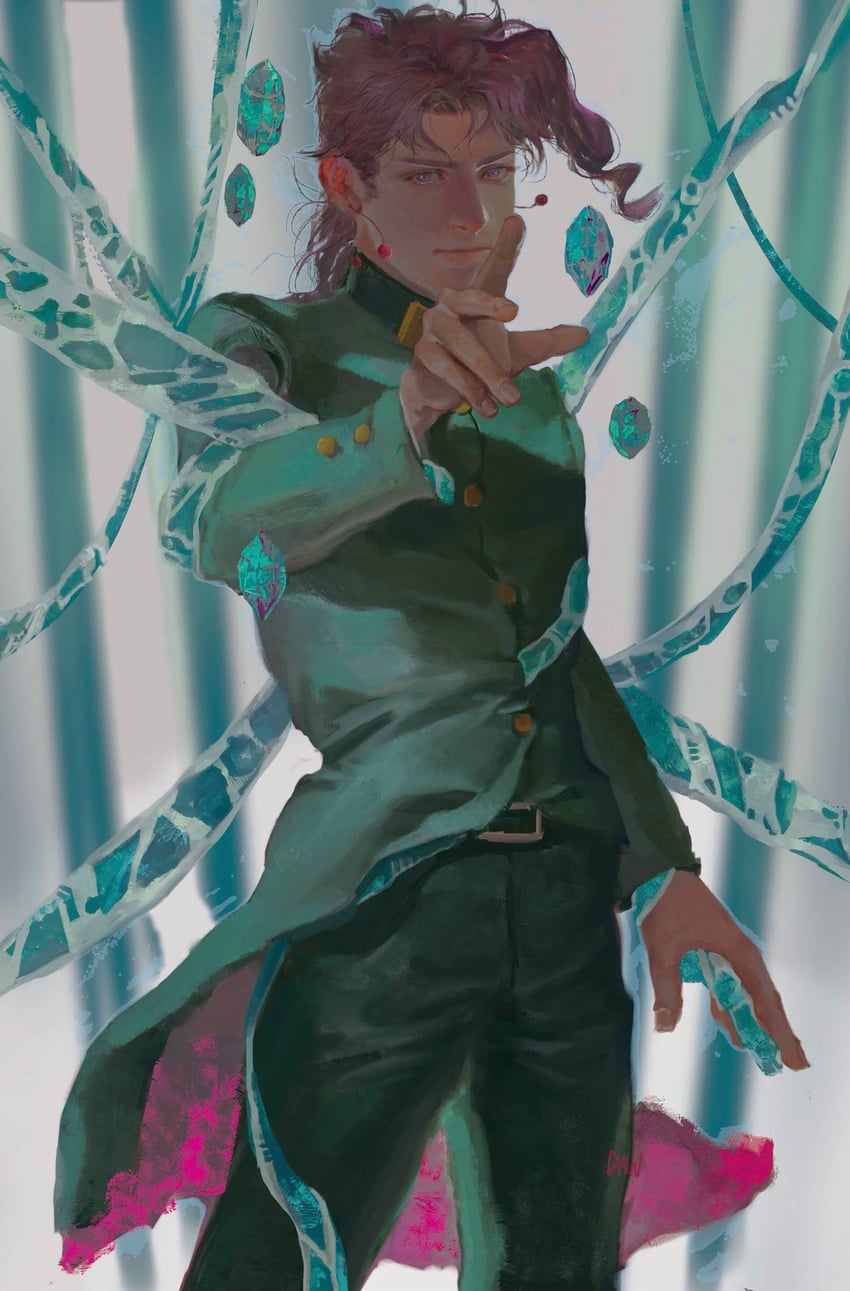 kakyoin noriaki and hierophant green (jojo no kimyou na bouken and 1 more) drawn by danart14020