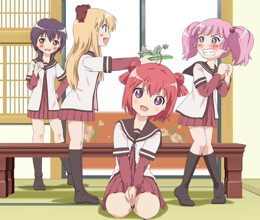 toshinou kyouko, akaza akari, funami yui, yoshikawa chinatsu, and mirakurun (yuruyuri) drawn by takapi_(chimee_house)