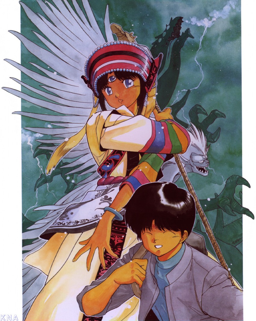 parvati iv, fujii yakumo, and takuhi (3x3 eyes) drawn by takada_yuuzou