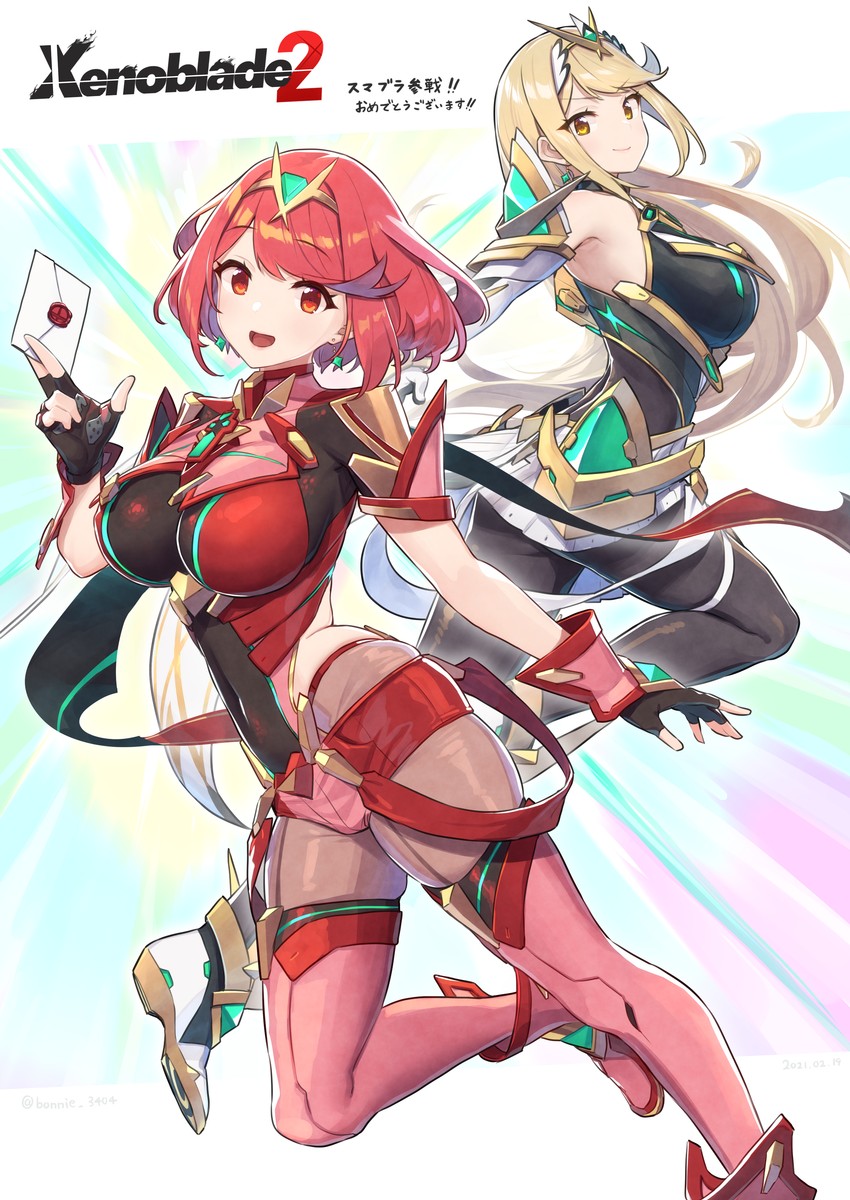 pyra and mythra (xenoblade chronicles and 2 more) drawn by baffu