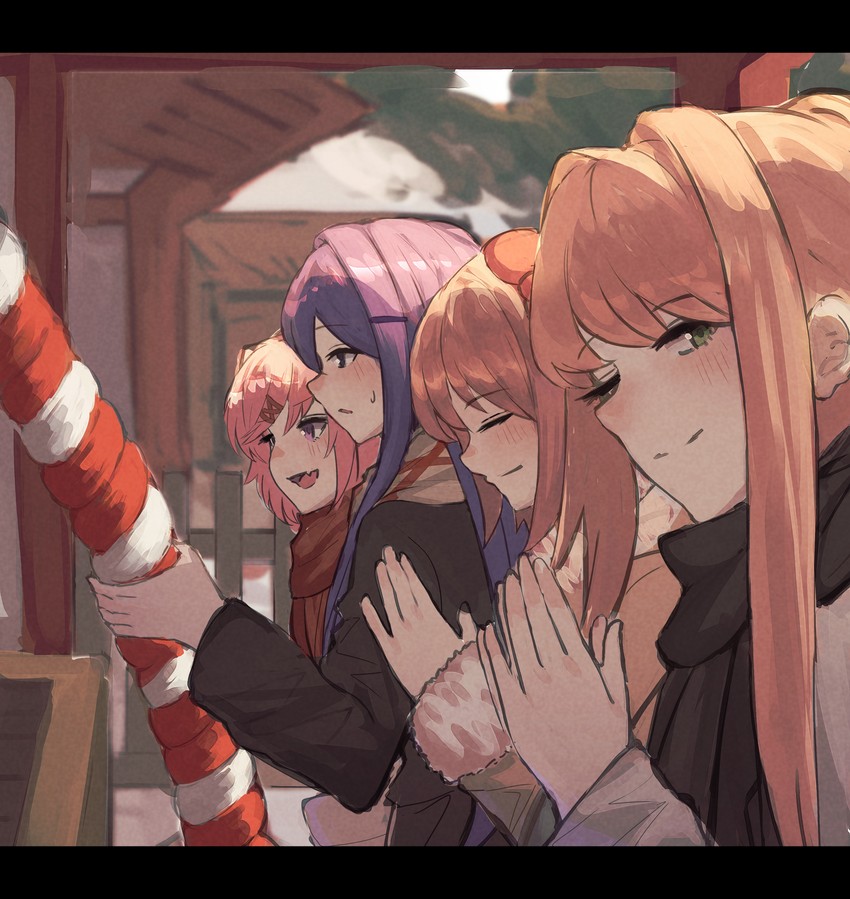 monika, natsuki, yuri, and sayori (doki doki literature club) drawn by siena_(moratoriummaga)
