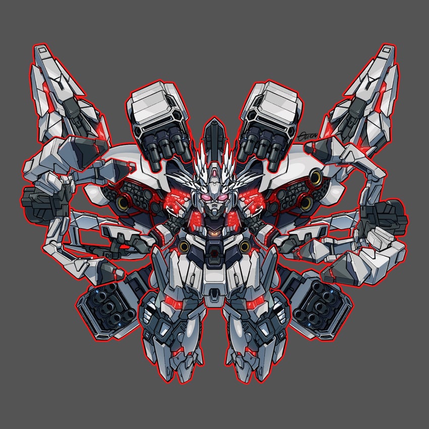 unicorn gundam phenex, narrative gundam, narrative gundam c-packs, and ii neo zeong (gundam and 2 more) drawn by toilobo