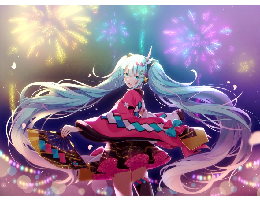 hatsune miku and magical mirai miku (vocaloid and 1 more) drawn by asagao_minoru
