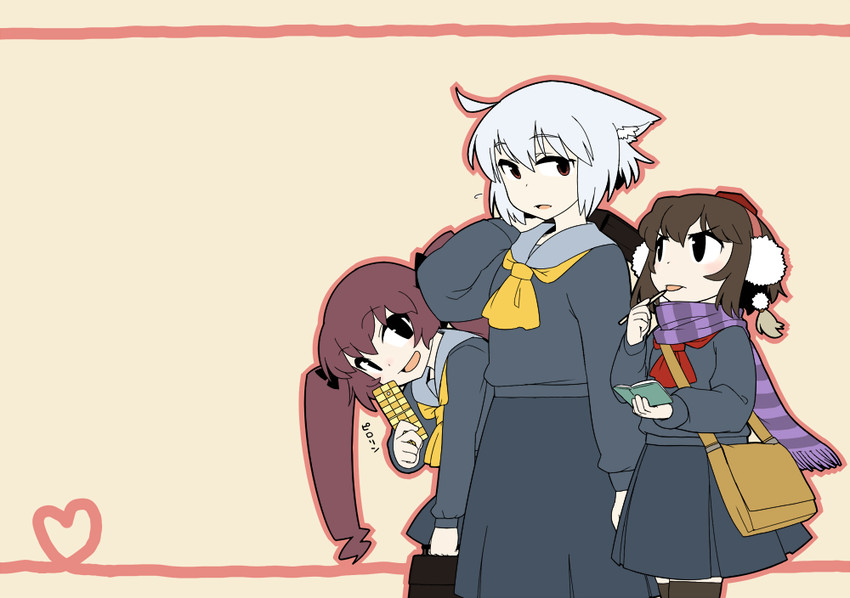 shameimaru aya, inubashiri momiji, and himekaidou hatate (touhou) drawn by ume_(noraneko)