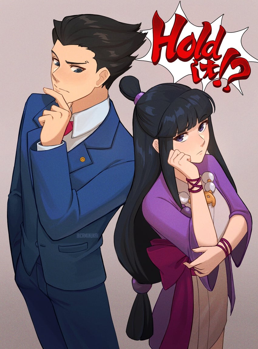 phoenix wright and maya fey (ace attorney) drawn by caminukai