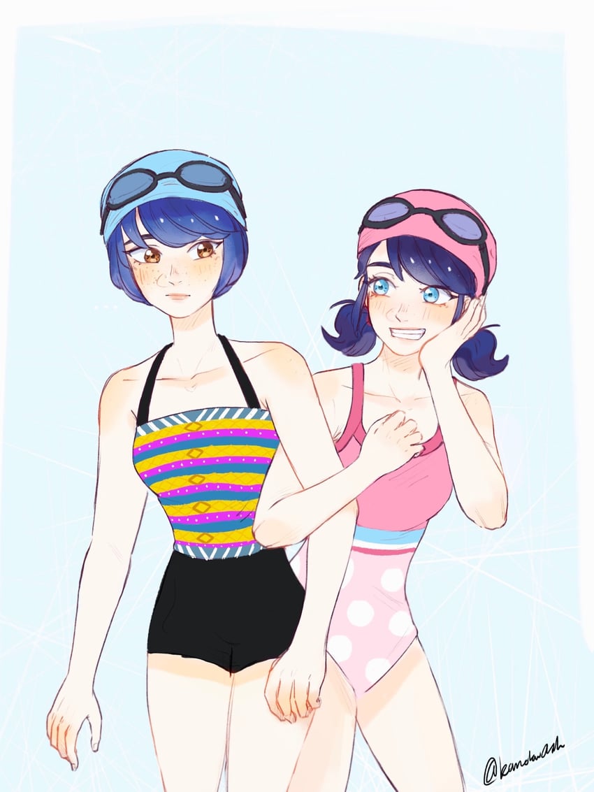 marinette dupain-cheng and kagami tsurugi (miraculous ladybug) drawn by kamokuash