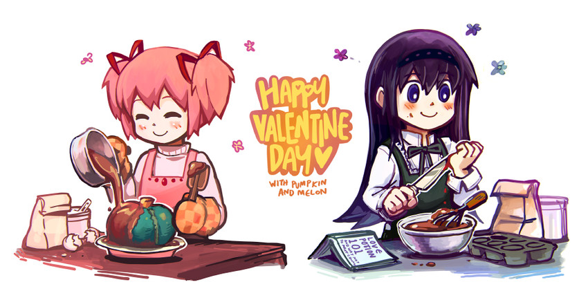 akemi homura and kaname madoka (mahou shoujo madoka magica) drawn by silverxp