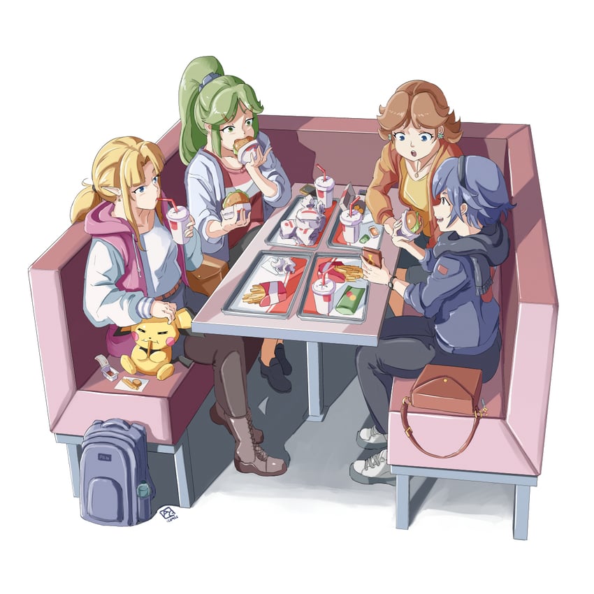 princess zelda, lucina, princess daisy, palutena, and pichu (pokemon and 8 more) drawn by automatic_giraffe