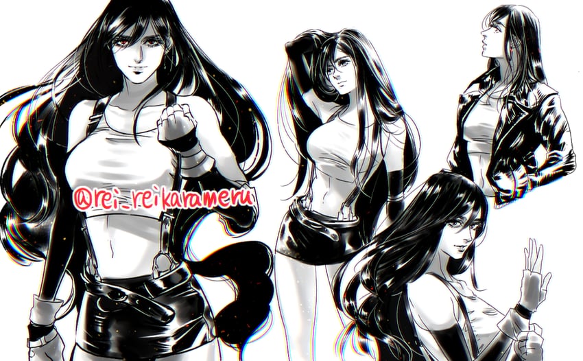 tifa lockhart (final fantasy and 1 more) drawn by karameruderei