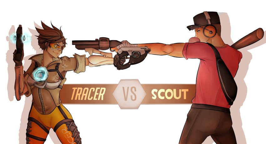 tracer, scout, and red scout (overwatch and 2 more) drawn by anime-grimmy