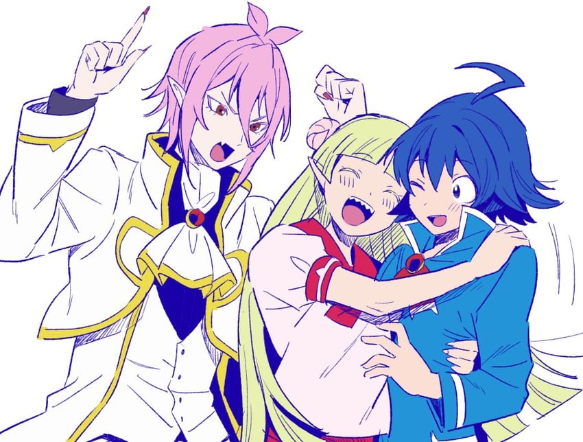 suzuki iruma, valac clara, and asmodeus alice (mairimashita! iruma-kun) drawn by hidakarumen