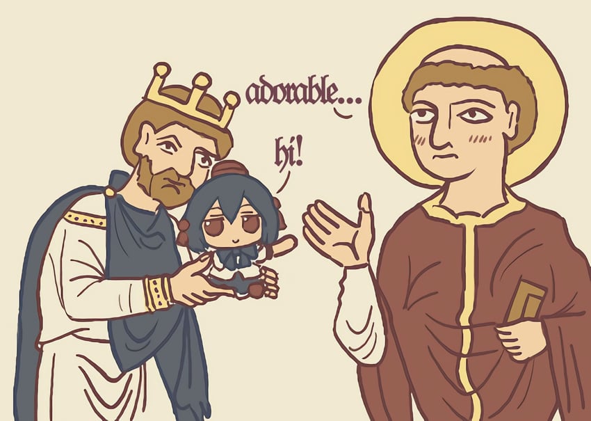 shameimaru aya, cuthbert of lindisfarne, and athelstan of england (touhou and 1 more) drawn by kasuya_baian