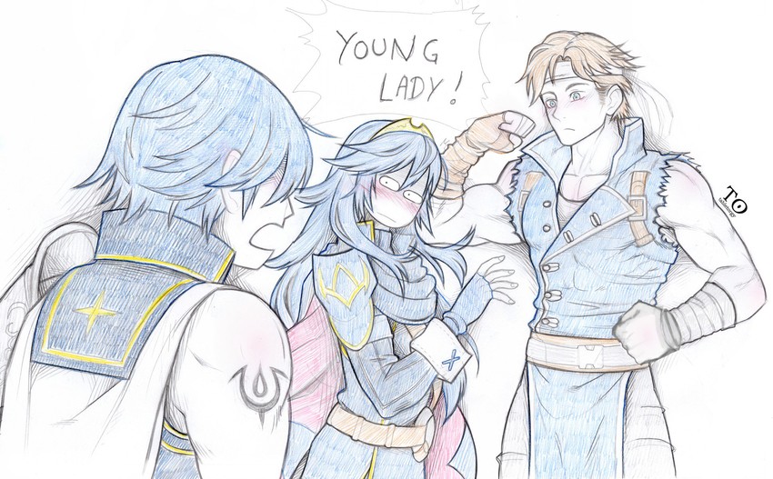 lucina, chrom, and richter belmont (fire emblem and 4 more) drawn by tabletorgy
