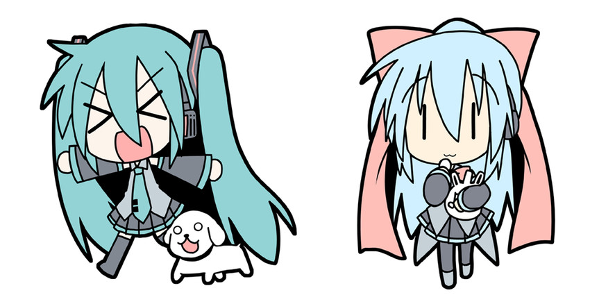hatsune miku, chibi miku, hamo, and kiyone suzu (vocaloid) drawn by minami_(colorful_palette)
