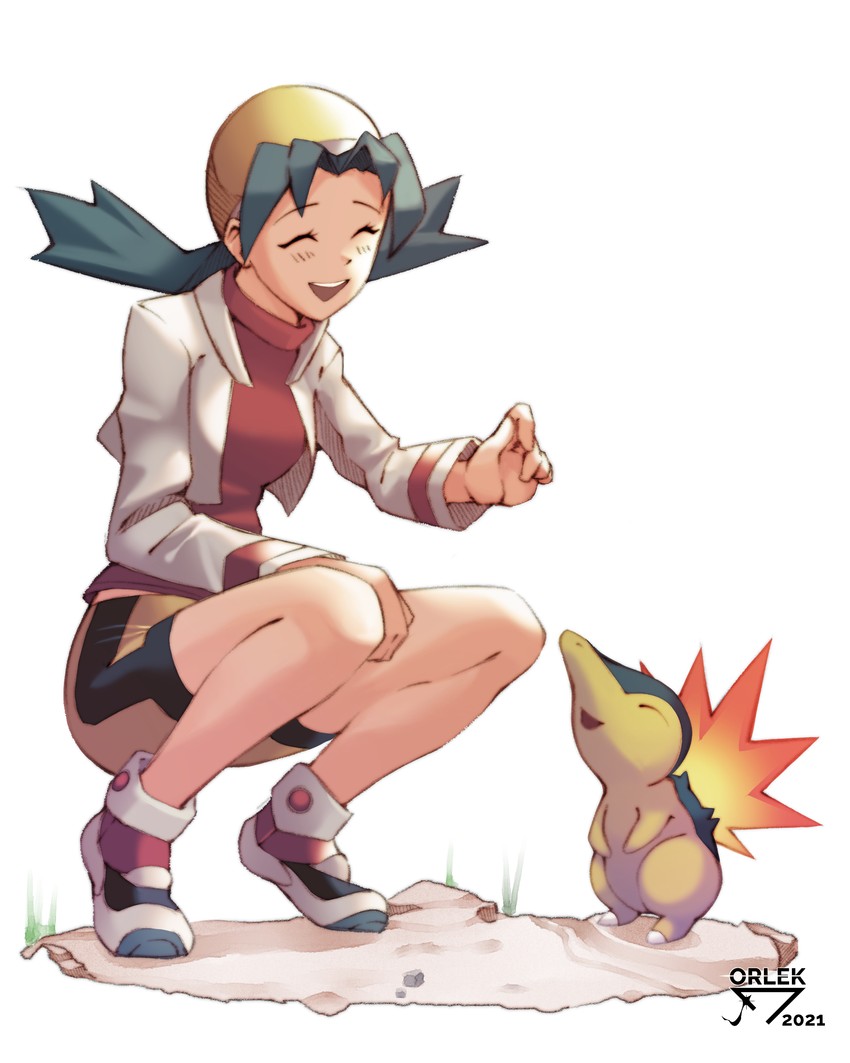 kris and cyndaquil (pokemon and 1 more) drawn by orlek