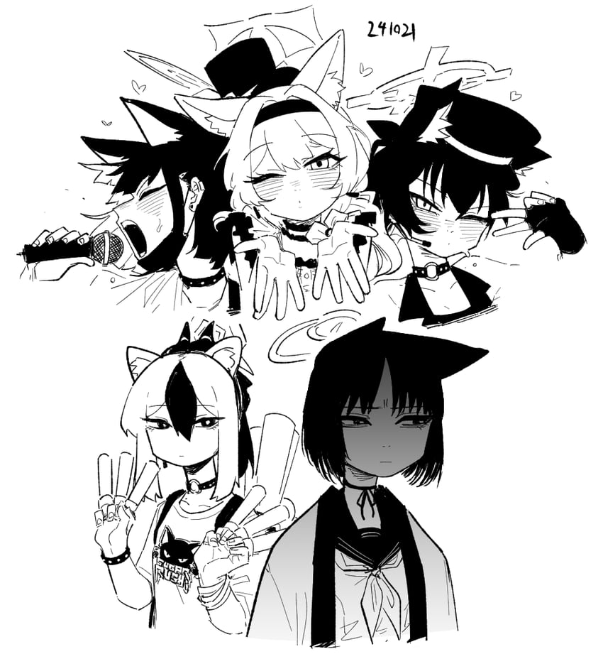 mari, kayoko, serika, kikyou, and kazusa (blue archive) drawn by asahina_yoshitoshi
