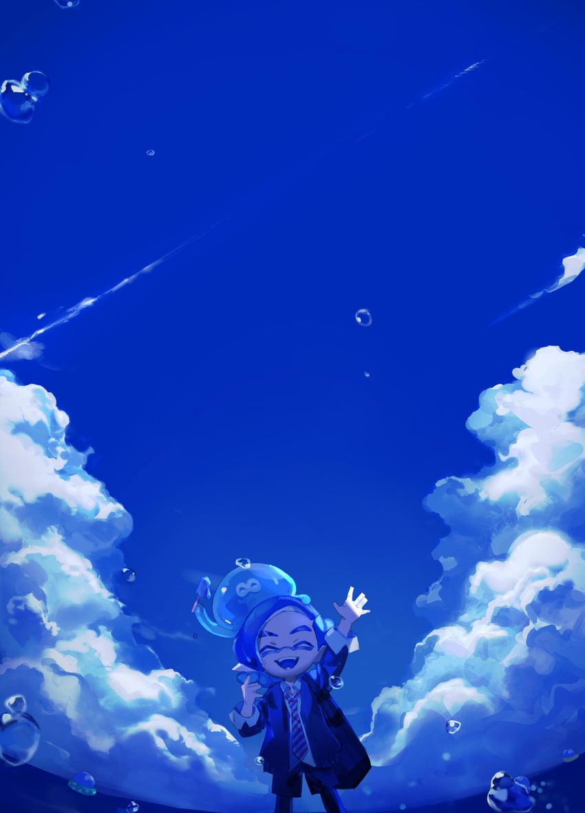 inkling player character, inkling boy, and jellyfish (splatoon) drawn by zzz30m
