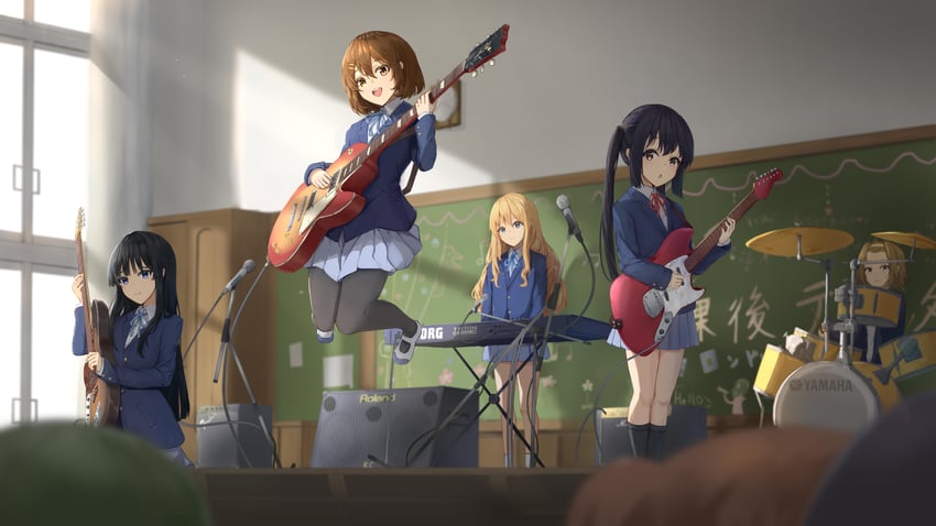 akiyama mio, nakano azusa, hirasawa yui, tainaka ritsu, and kotobuki tsumugi (k-on!) drawn by revival