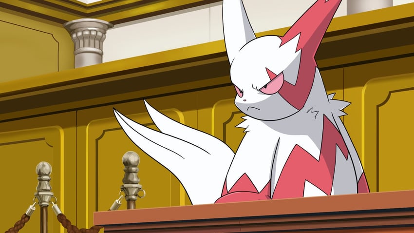 miles edgeworth and zangoose (pokemon and 1 more) drawn by matchstick_39