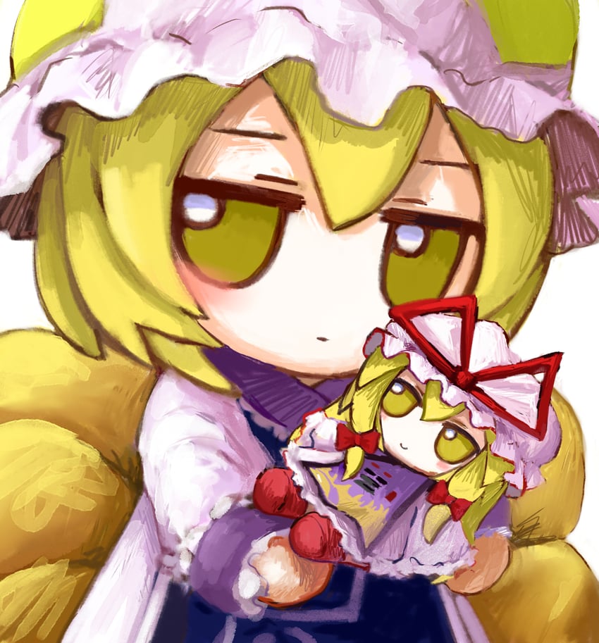 yakumo yukari and yakumo ran (touhou) drawn by rusuban_(yakumora_n)