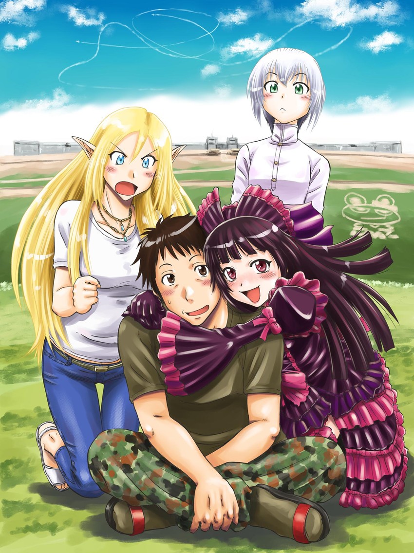 rory mercury, lelei la lalena, tuka luna marceau, and itami youji (gate - jieitai ka no chi nite kaku tatakaeri) drawn by sao_satoru