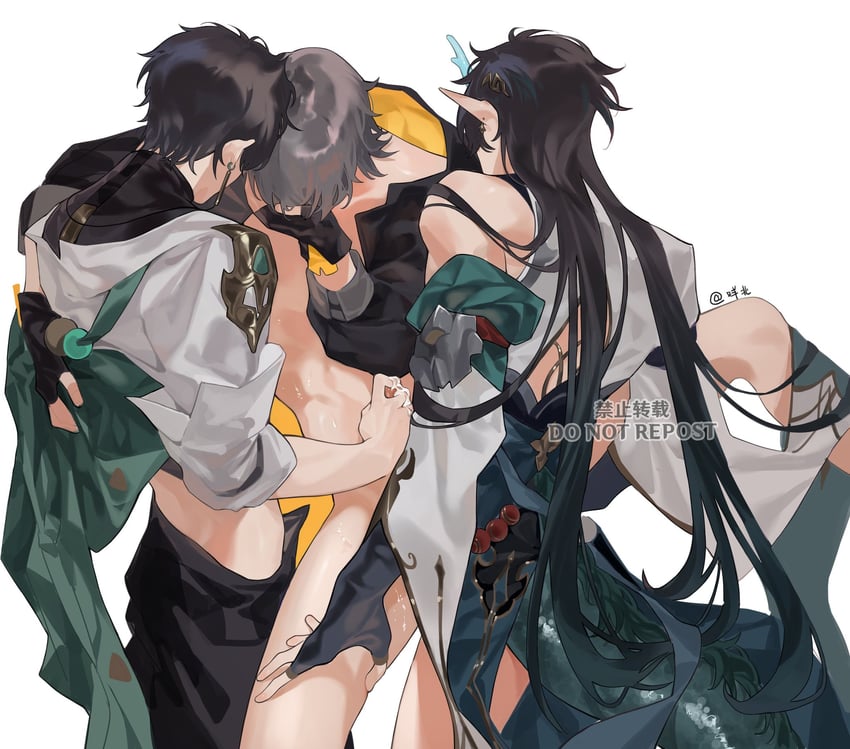 trailblazer, caelus, and dan heng (honkai and 1 more) drawn by miemiebei