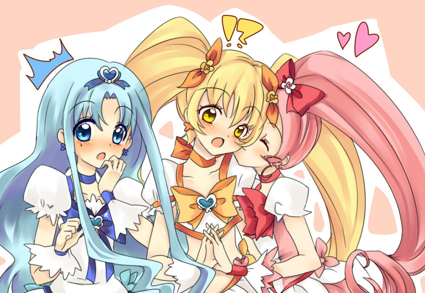 kurumi erika, hanasaki tsubomi, myoudouin itsuki, cure marine, cure blossom, and 1 more (precure and 1 more) drawn by uzuki_aki