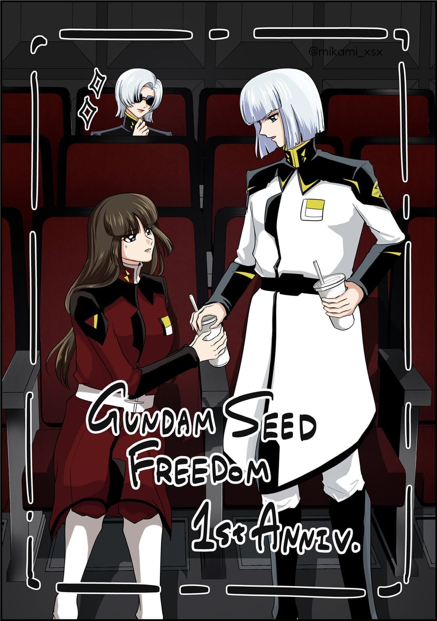 yzak joule, shiho hahnenfuss, and ezalia joule (gundam and 2 more) drawn by mikami_xsx
