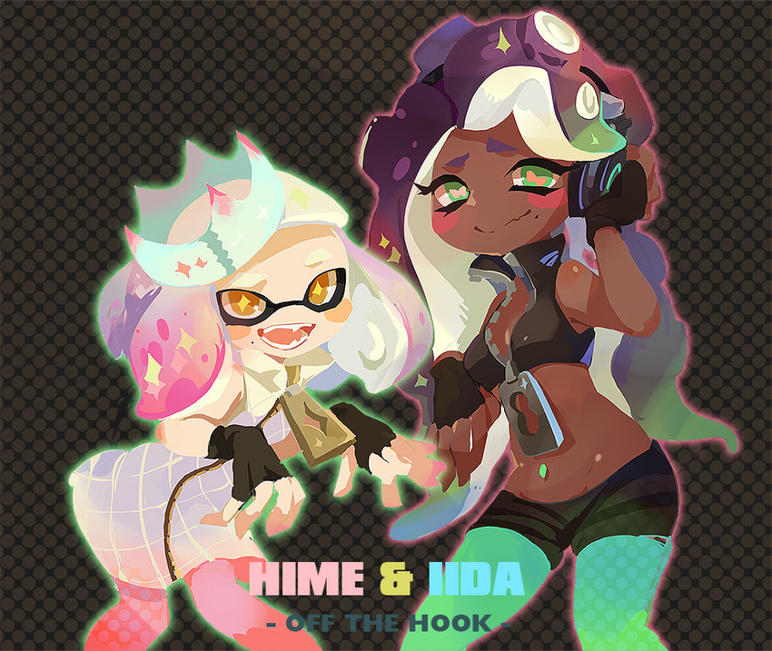 marina and pearl (splatoon and 1 more) drawn by einri
