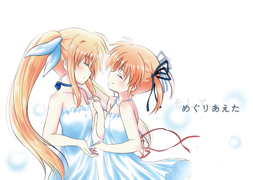 fate testarossa and takamachi nanoha (lyrical nanoha and 1 more) drawn by kerorokjy