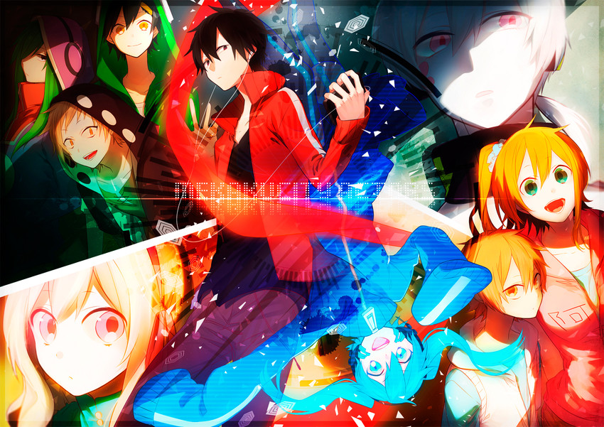 kozakura marry, kisaragi shintarou, kido tsubomi, ene, kano shuuya, and 4 more (kagerou project) drawn by norishio_(noconoxx)