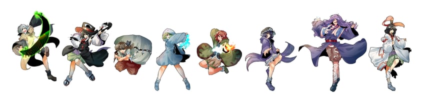 enraku tsubakura, houlen yabusame, senri tsurubami, shitodo kuroji, kurohebi, and 3 more (len'en and 1 more) drawn by mari_(marimariarttt)