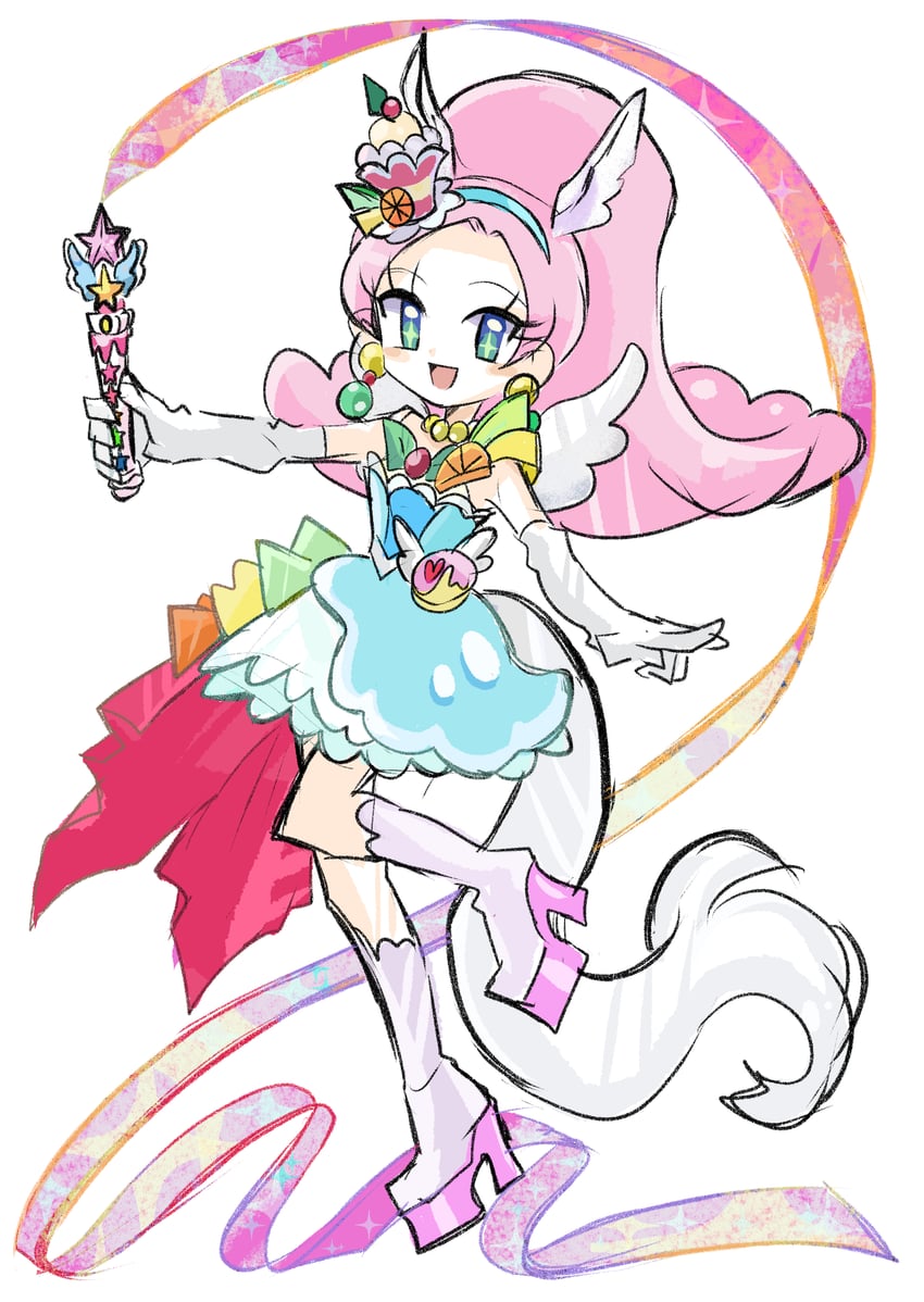 kirahoshi ciel and cure parfait (precure and 1 more) drawn by rakugaki_shitagari-ya
