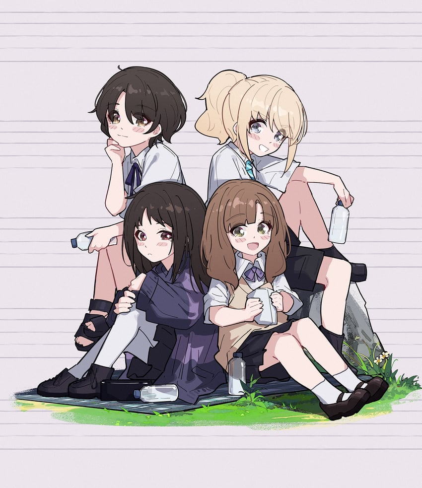 kawaragi momoka, nana, rin, and ai (girls band cry) drawn by yun_cao_bing