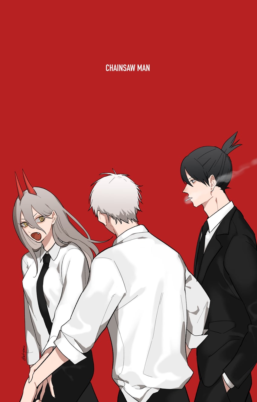 power, denji, and hayakawa aki (chainsaw man) drawn by mix_(wkupmix)