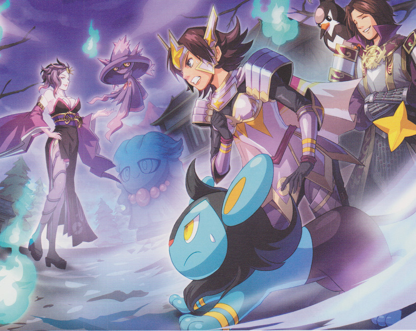 mismagius, luxio, staravia, tachibana ginchiyo, nou, and 1 more (pokemon and 3 more)
