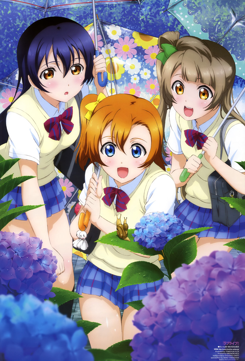sonoda umi, minami kotori, and kosaka honoka (love live! and 2 more) drawn by fujii_tomoyuki, noji_hironori, and yamakawa_akiko