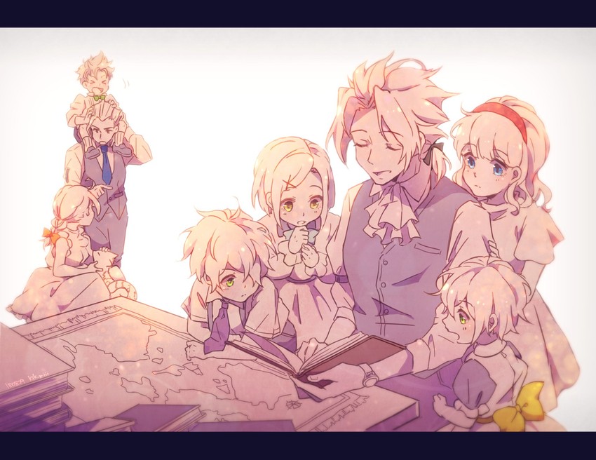 therion, tressa colzione, ophilia clement, primrose azelhart, cyrus albright, and 4 more (octopath traveler and 1 more) drawn by kik_miii
