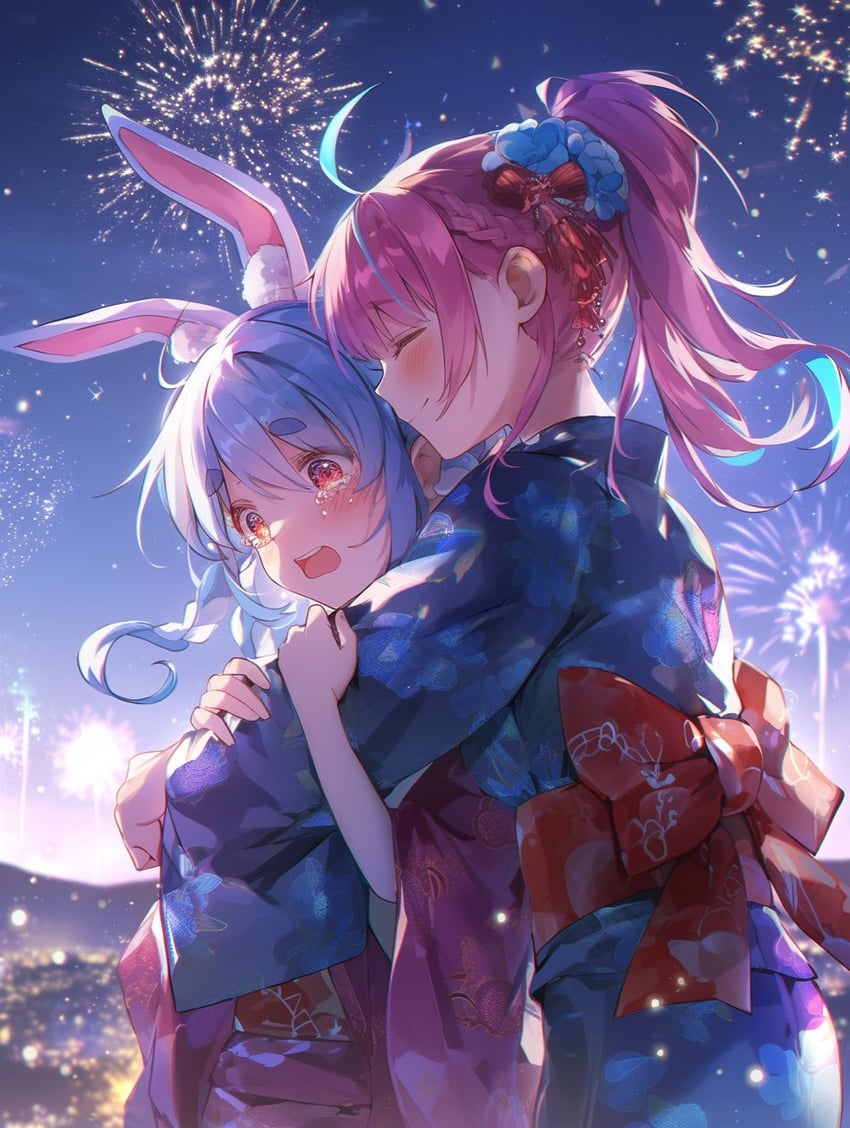 usada pekora and minato aqua (hololive) drawn by chikuwanorimaki