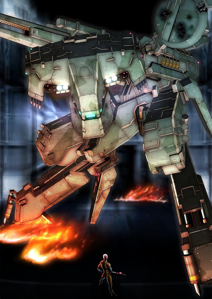 gray fox and metal gear rex (metal gear and 1 more) drawn by joy_(cyber_x_heaven)
