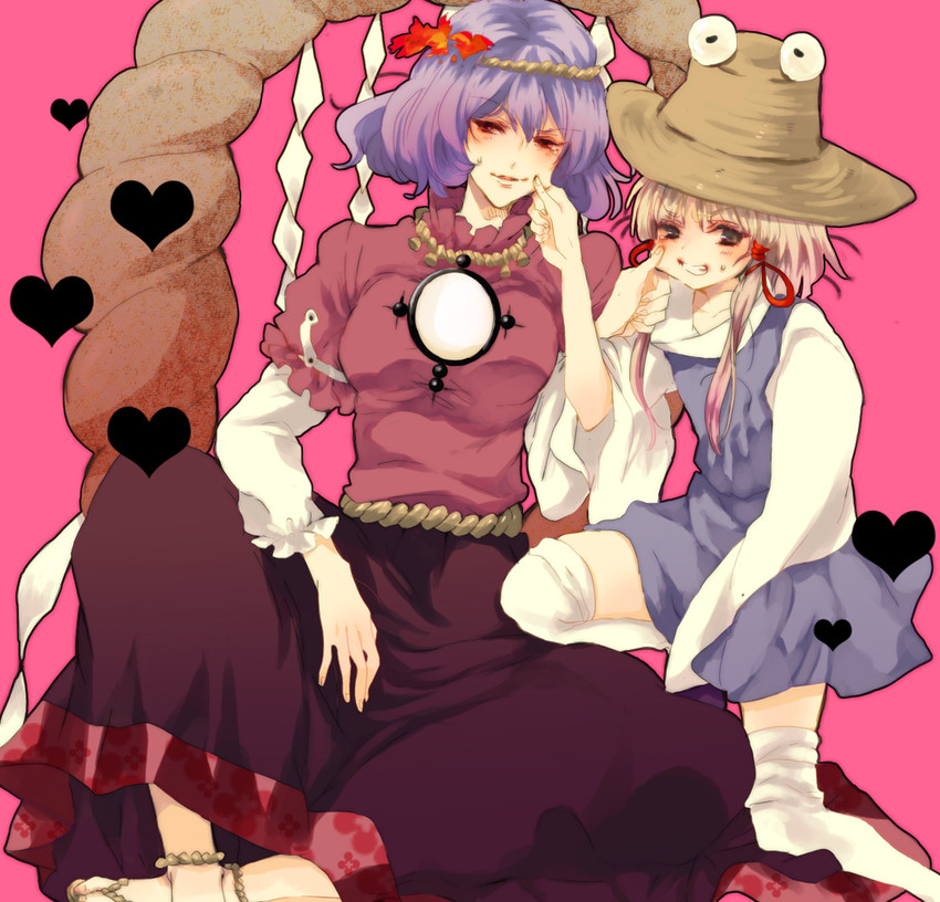 moriya suwako, yasaka kanako, and pyonta (touhou) drawn by yukirar
