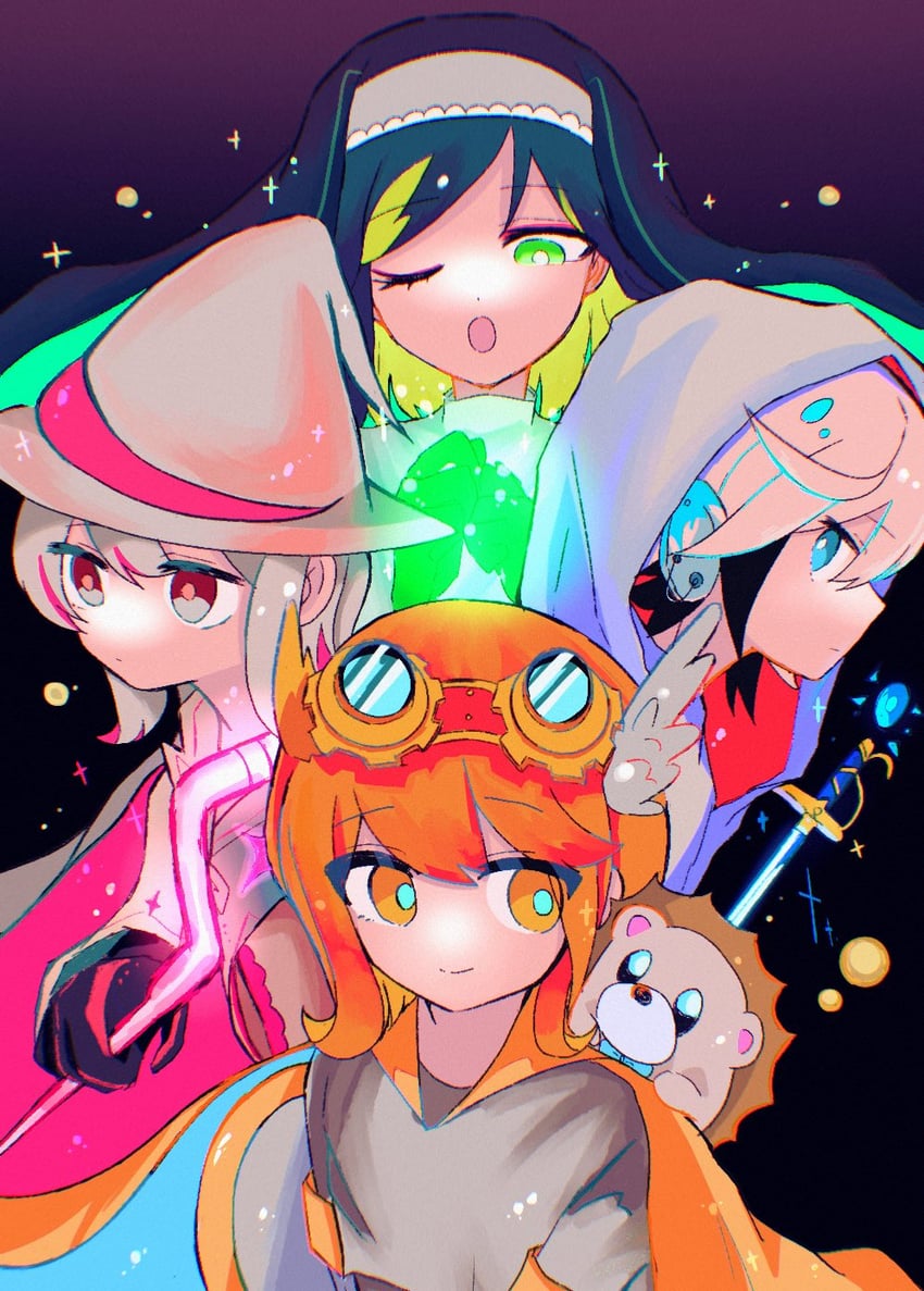 nira-chan, uniguri, and teiketsu (zutto mayonaka de ii no ni and 3 more) drawn by pino_(pino_ztmy)