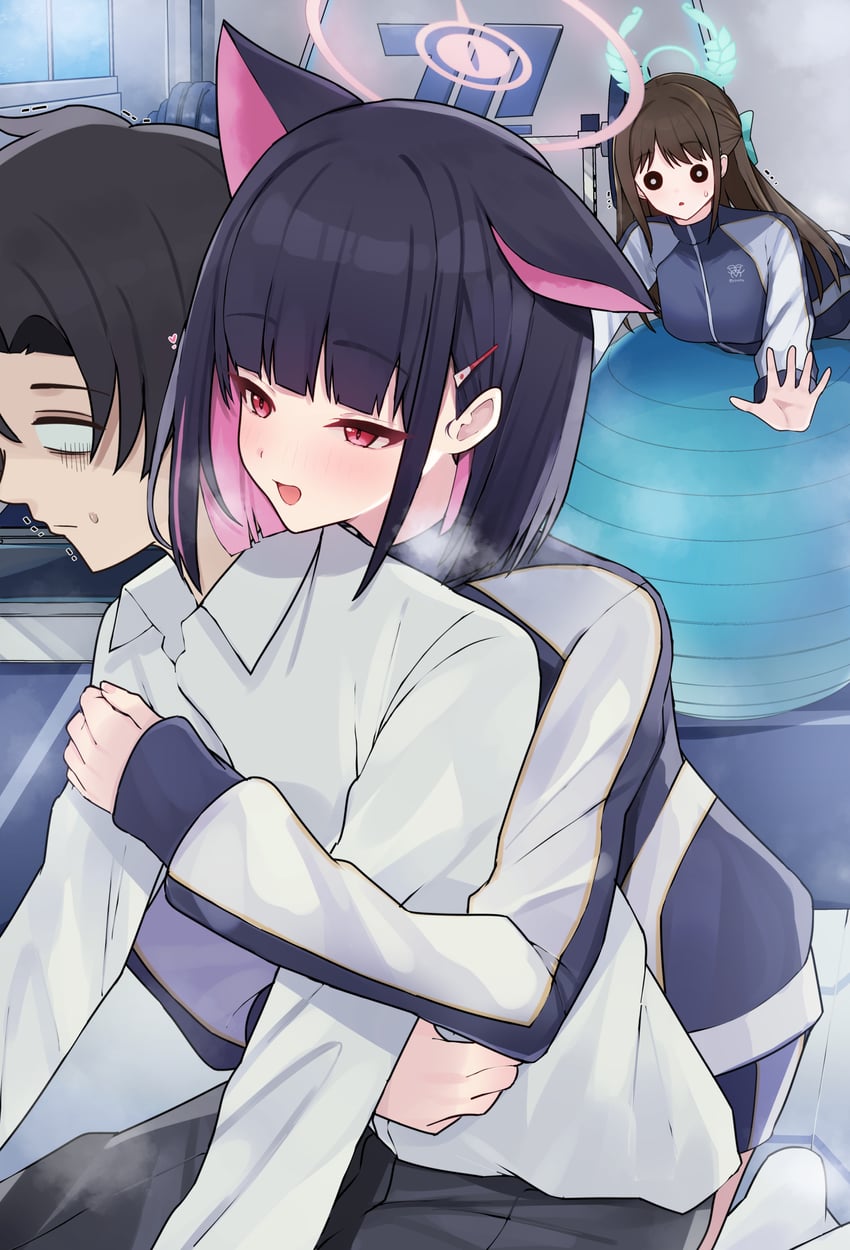 sensei, kazusa, and airi (blue archive) drawn by mi_taro333