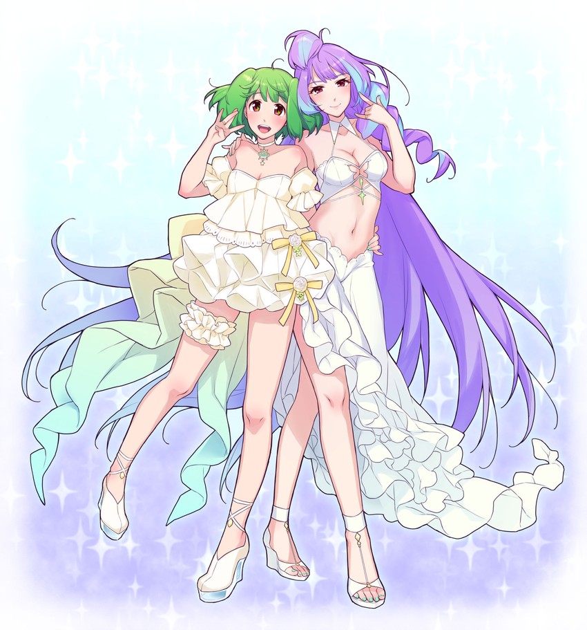 ranka lee and mikumo guynemer (macross and 2 more) drawn by sasanoneko