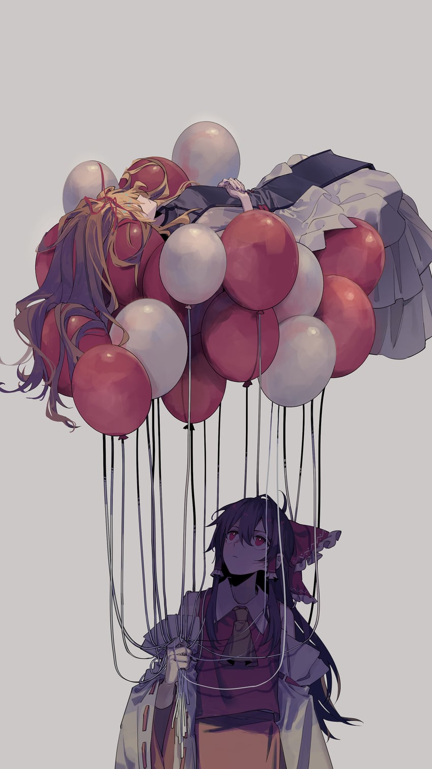 hakurei reimu and yakumo yukari (touhou) drawn by zy_(zyyyyyyy9)