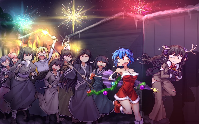 tatara kogasa, himekaidou hatate, and arcueid brunestud (touhou and 1 more) drawn by hater_(hatater)