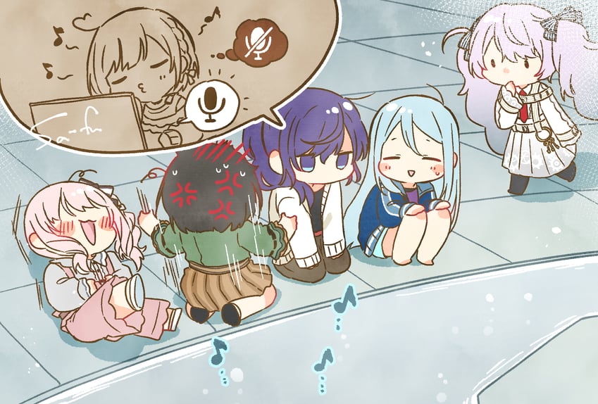 hatsune miku, asahina mafuyu, shinonome ena, akiyama mizuki, yoisaki kanade, and 1 more (vocaloid and 1 more) drawn by sa-fu_(sfmk39)