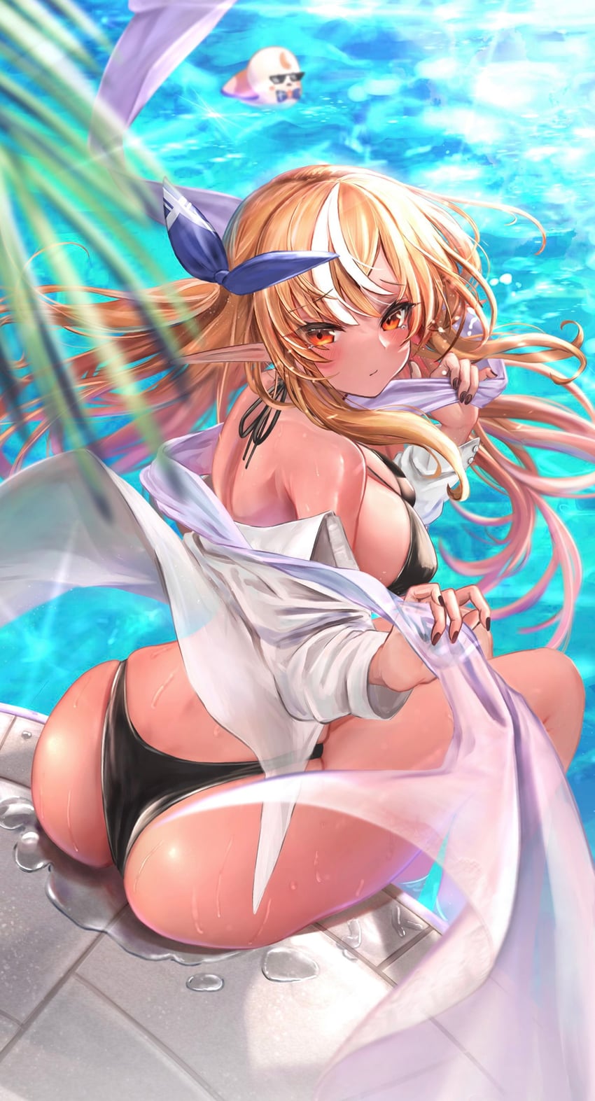 shiranui flare and elfriend (hololive) drawn by maison_de_cante