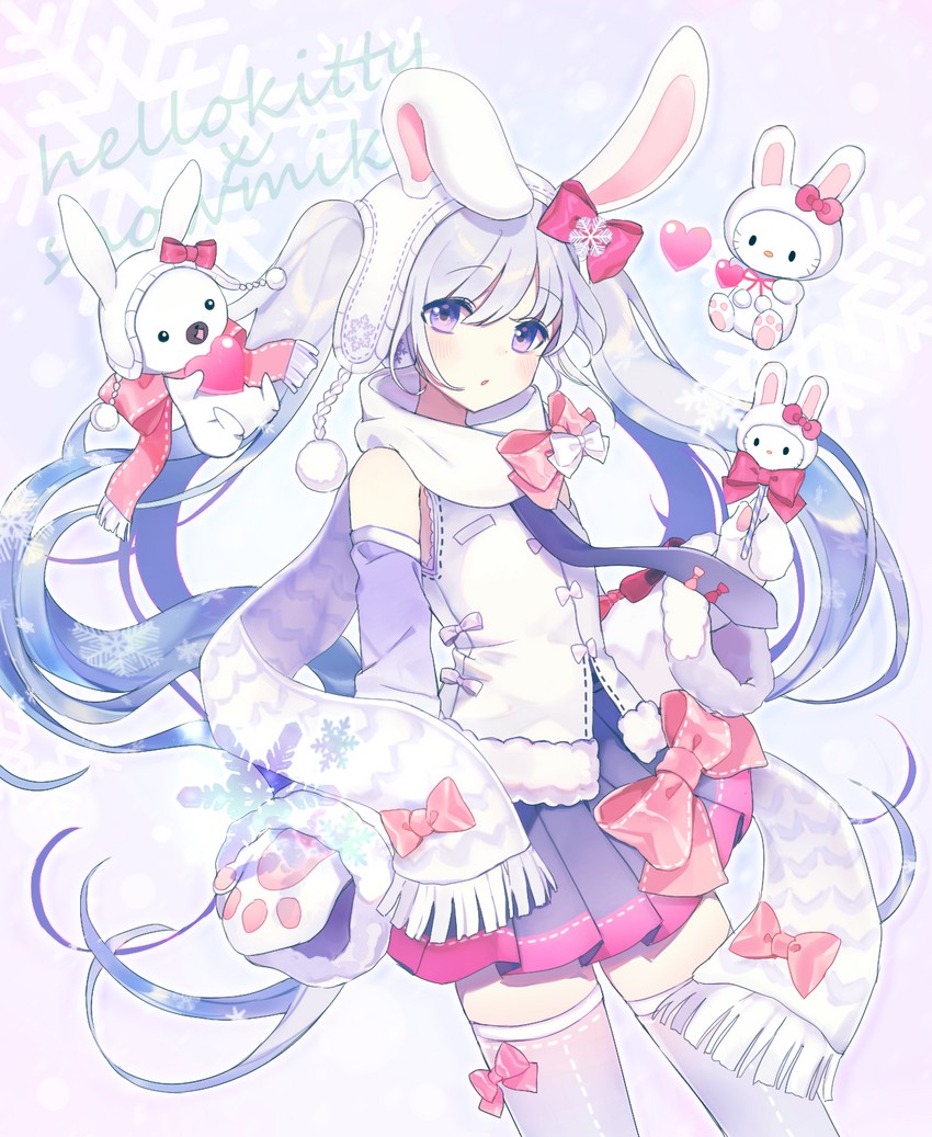 hatsune miku, yuki miku, hello kitty, and rabbit yukine (vocaloid and 2 more) drawn by yur1ca