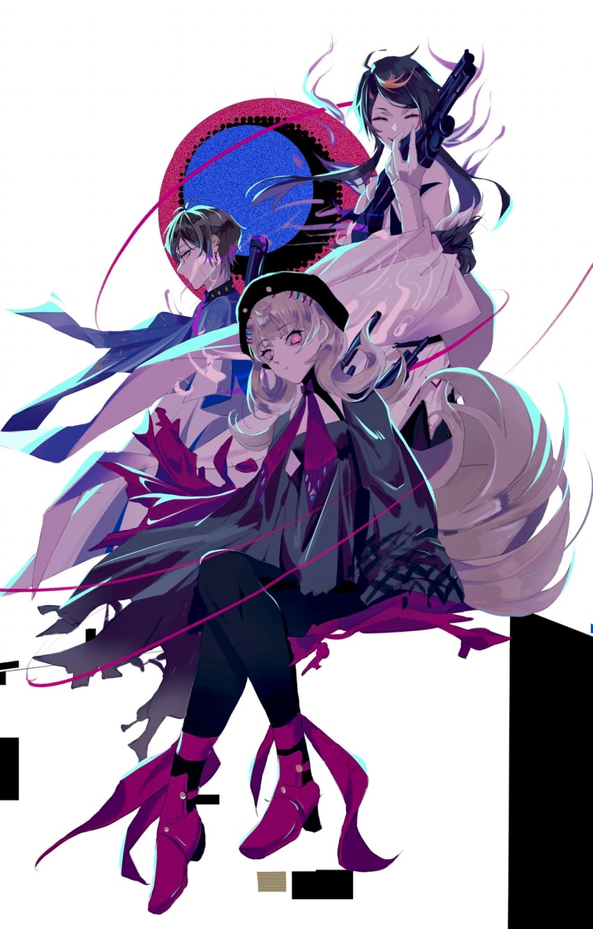 ike eveland, reimu endou, and shu yamino (nijisanji and 1 more) drawn by witea